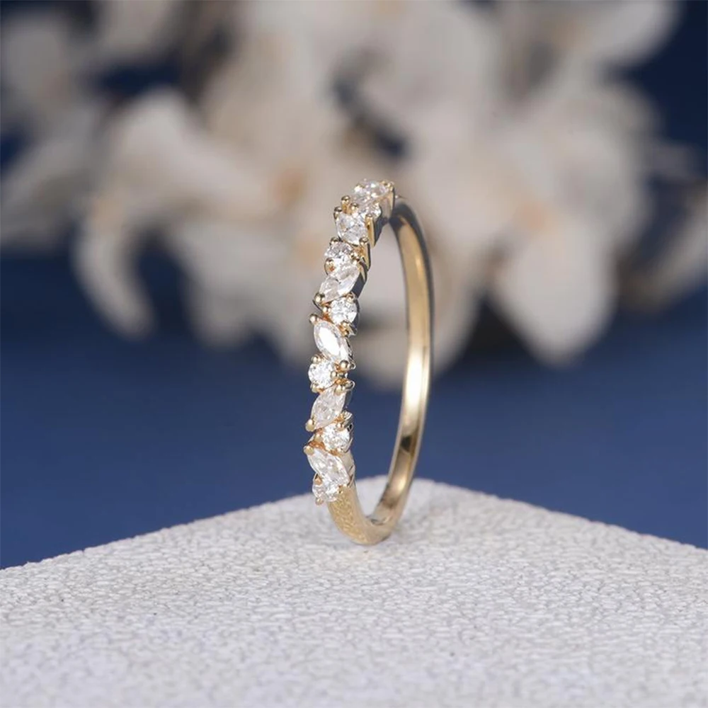Уникальное обручальное кольцо Настоящее 14 k 585 Белое Золотое для женщин юбилей