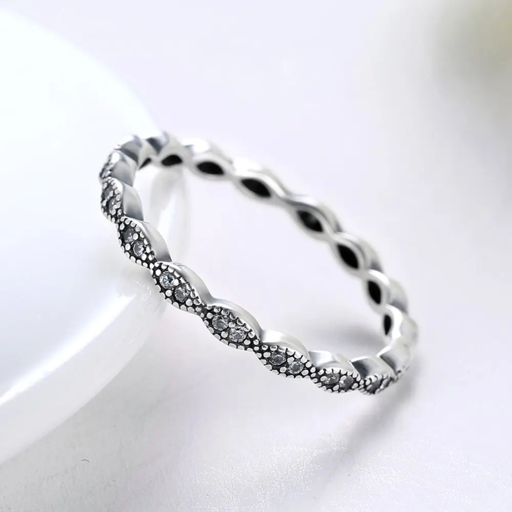 LUALA 2017 100% стерлингового серебра 925 Кольцо Форма Глаз Циркон ЛЮБОВЬ RingWedding