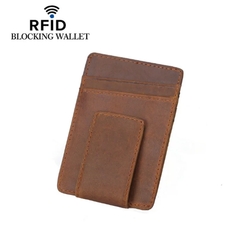 Держатель для карт besi Goro винтажный тонкий держатель из натуральной кожи с rfid