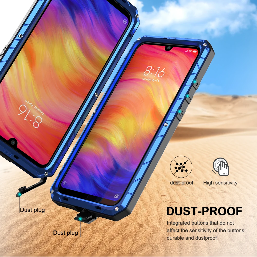Для Xiaomi Mi Redmi Note 7 Чехол для Телефона Жесткий Алюминиевый металлический закаленное стекло Защита экрана сверхпрочный чехол для Redmi Note 7 Pro