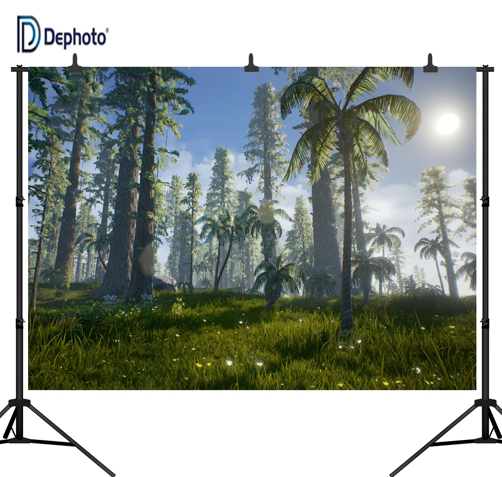 DePhoto 3D мультфильм Динозавр лес для вечерние бесшовные виниловые фотографии фон