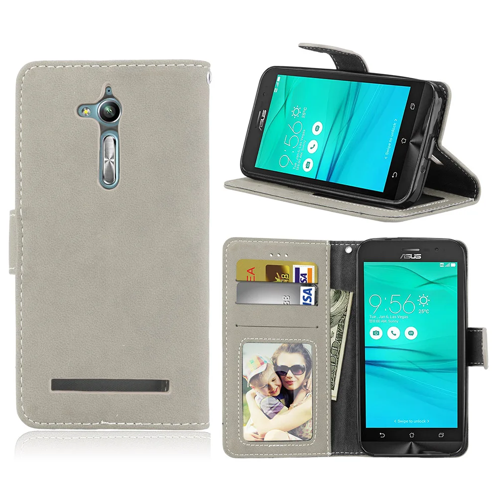 Для Asus Zenfone GO ZB500KL ZB500KG чехол из искусственной кожи с откидной крышкой для Asus Zenfone GO ZB500KL ZB500KG Чехол-бумажник s 5,0'' - Цвет: Gray