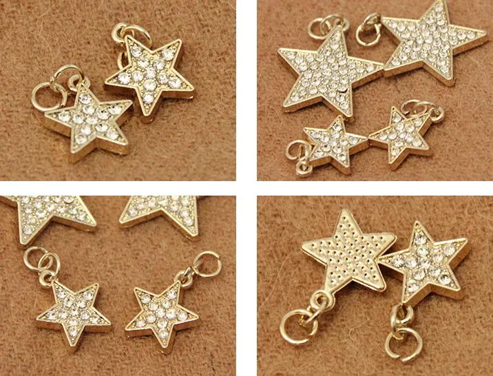 Gold metal full crystals star DIY pendant ornament fashion decorative button zipper shoes bags accessories | Украшения и