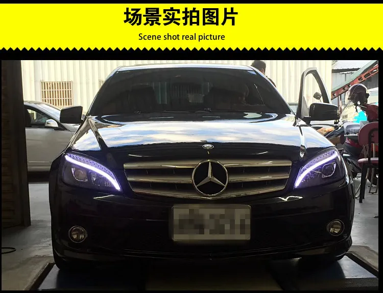Автомобильный Стайлинг для Mercedes Benz W204 C180 C200 C260 фары 2007-2011 авто светодиодный фары DRL двойные линзы луч HID биксенон