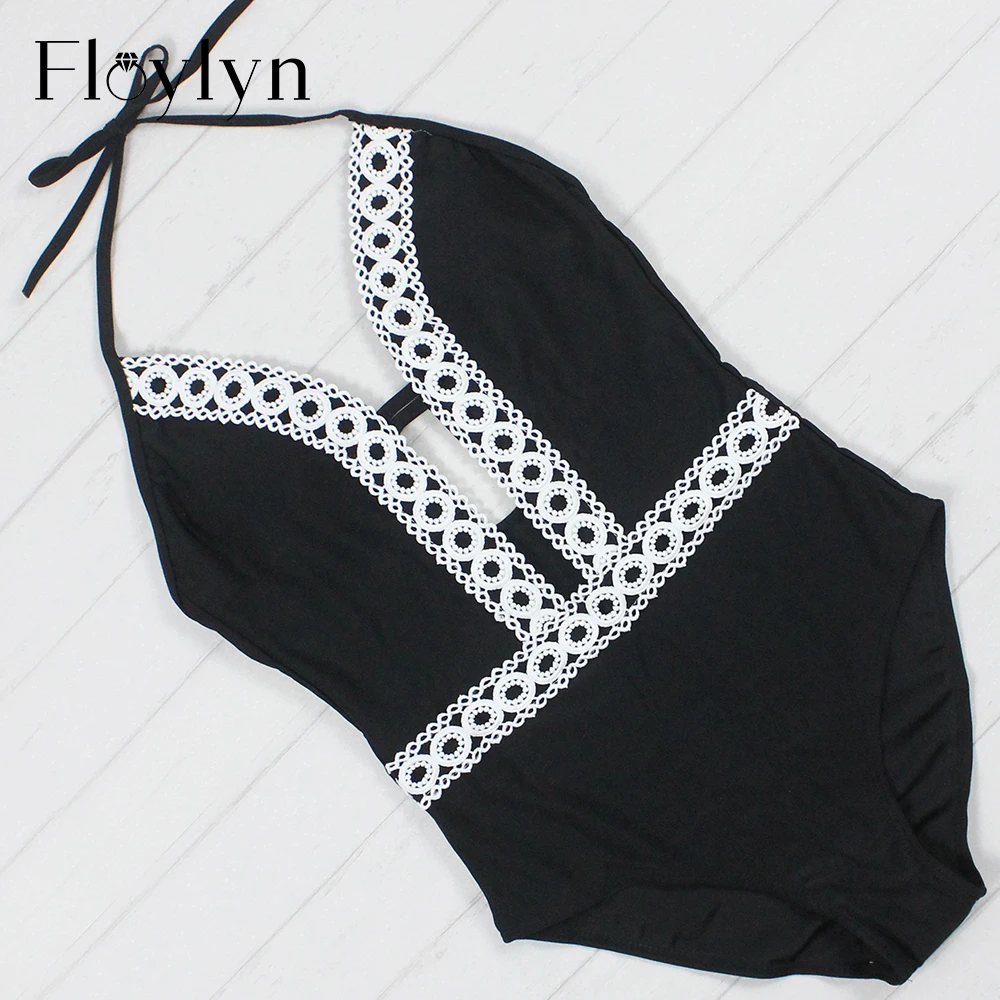 Floylyn, Ретро стиль, сексуальный, выдалбливают, кружева, кроше, панель, Холтер, трикини, купальный костюм, монокини, купальники для женщин, открытая спина, сдельный купальник - Цвет: FL00803