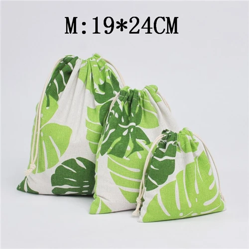 Green M 1 шт., фруктовая Хлопковая Сумка на шнурке, женская косметичка для путешествий, косметичка, обувь, органайзер для хранения ткани, сумки, маленький кошелек для монет, карман - Цвет: Green M