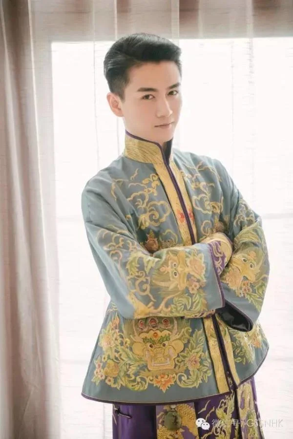 Chinese traditional wedding Uniform Man Clothing groom Gown Robe Show Cosplay Prince Blue Suits Traditional young master Costume |