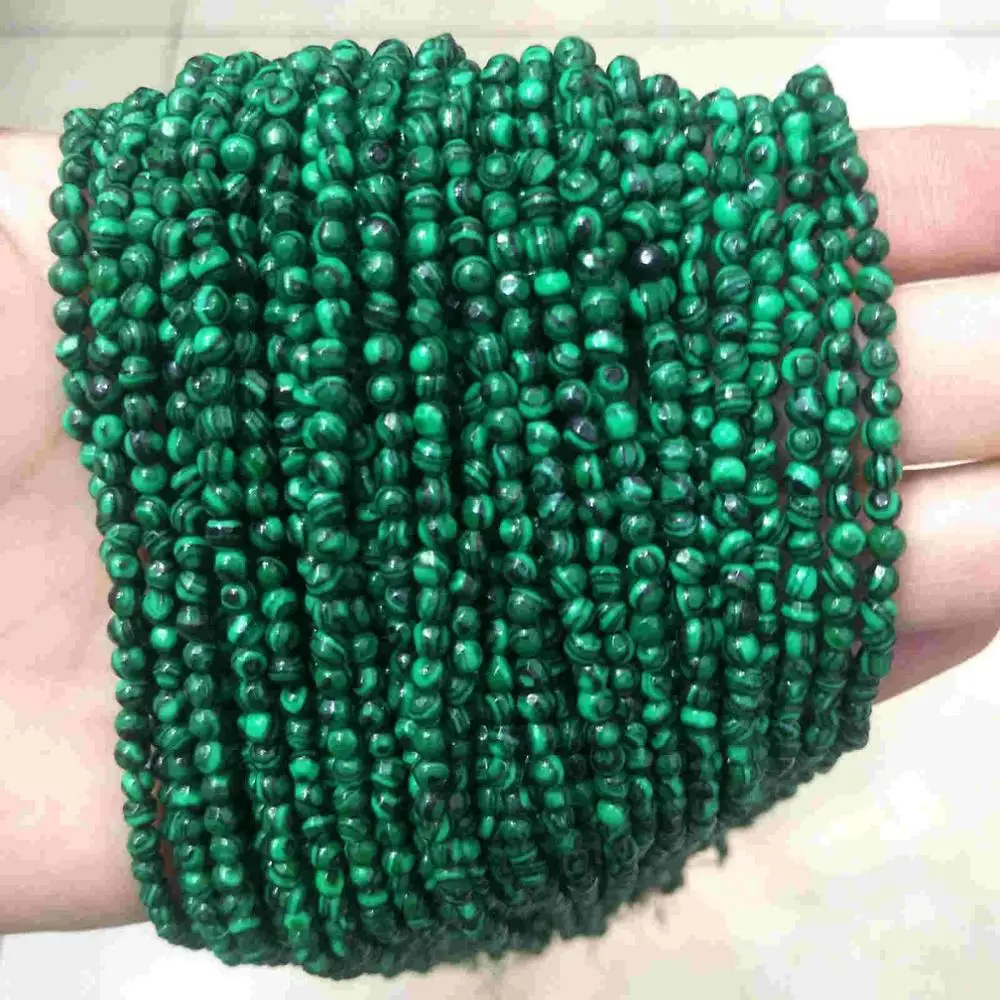 Malachite Граненые 3 мм натуральный камень бусины розовый кристалл кварца лазурит Агаты драгоценный камень бусины для самостоятельного изготовления ювелирных изделий браслет - Цвет: Malachite