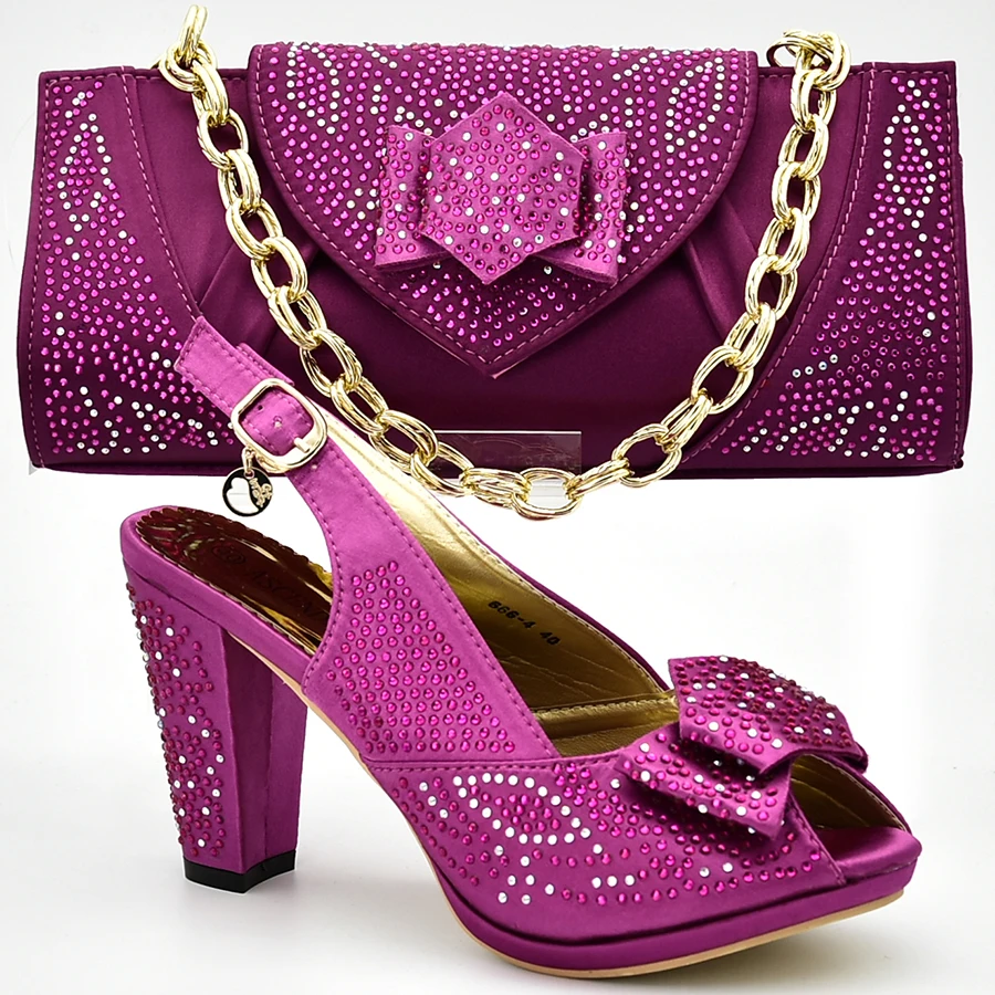 New Shoe and Bag for Nigeria Party Italian Shoes Bags To Match with Set Decorated Rhinestone Summer Pumps | Обувь
