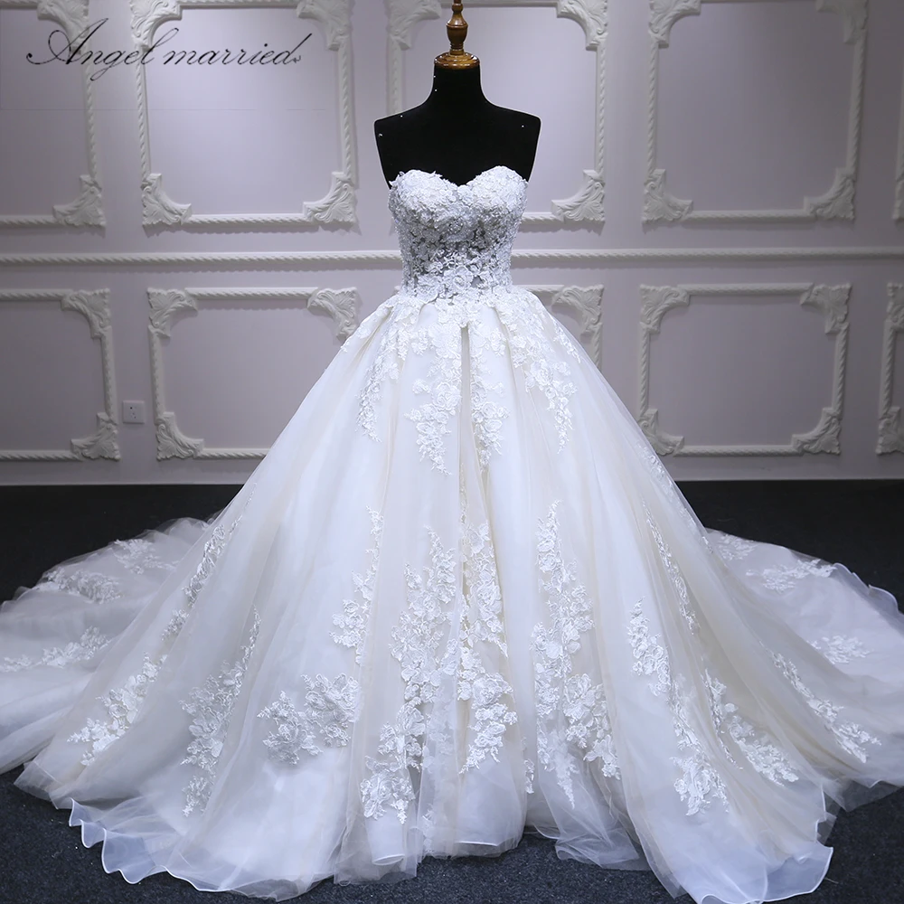 Свадебные платья Angel Белое Бальное Платье Свадебное платье с бусинами vestidos de noivas