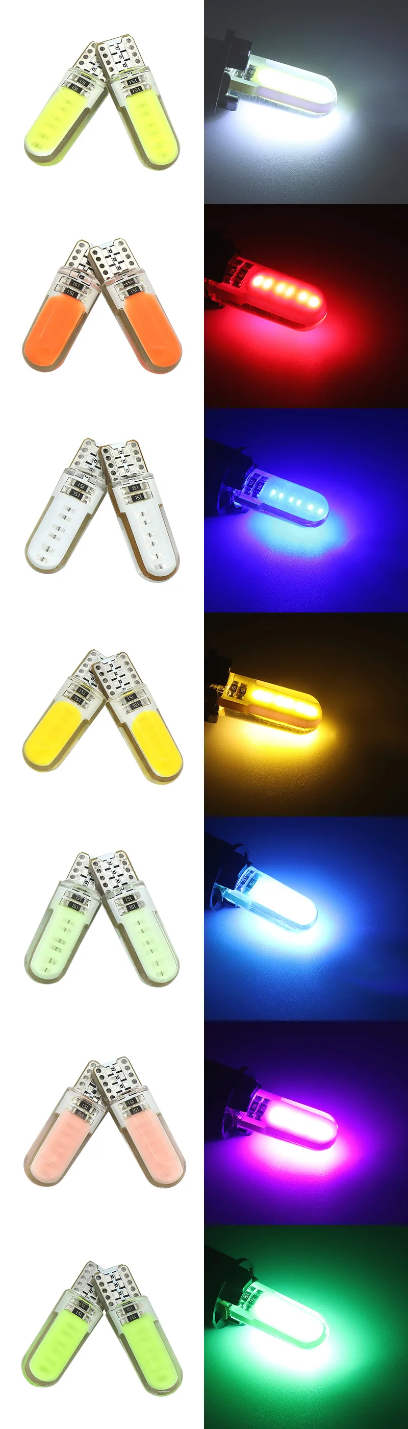 100 шт.; ; детское нижнее белье w5w светодиодный силиконовый Cob T10 194 168 W5W светодиодный интерьерные лампочки светильник Панель для парковки лампы габаритный фонарь 12v автомобильный Стайлинг