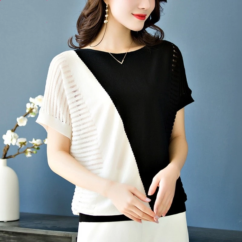 Женская блузка в полоску с рукавом летучая мышь Повседневная D47 новинка осень 2019 |