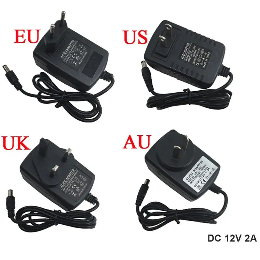 Адаптер питания 24 Вт AC/DC 12 В 2A 3 PIN штепсельная вилка стандарта США ЕС Австралии