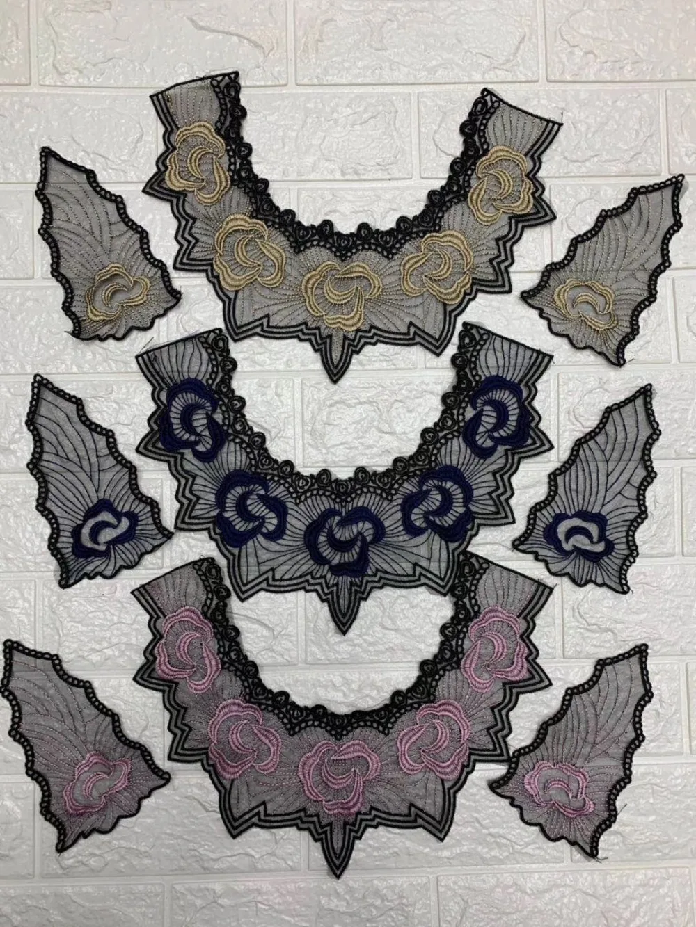 

Polyester embroidery net base collar set applique,embroidery decoration collar set,HF190409B