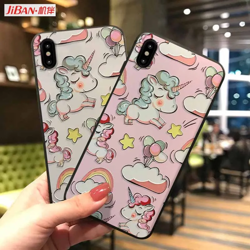 JIBAN Единорог тиснением окрашенные мобильный чехол для телефона Коврики 9 10pro 20 huawei