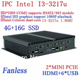 Verkauf Intel Core I3 Mini Gigabit Ethernet NM70 6 USB 6 COM 4G RAM 16G SSD WIN7 WIN8 LINUX 7*24 Stunden