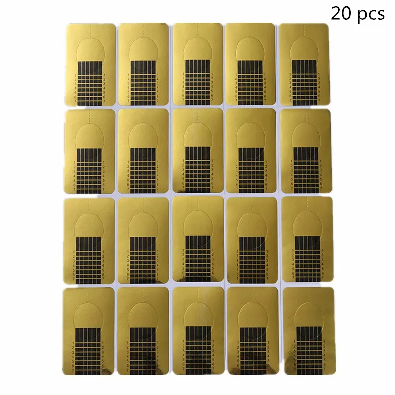 20pcs 20 шт Форма для ногтей для замачивания от УФ-геля быстрое наращивание ногтей гель золотой профессиональный дизайн ногтей инструменты - Цвет: 20pcs