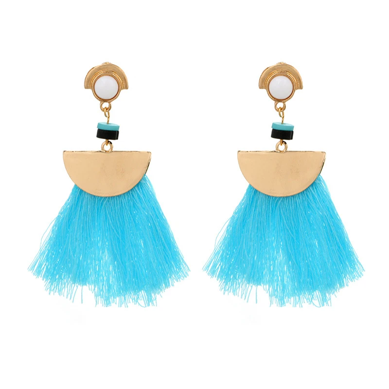 Long Earrings for Women Sector Tassel Blue Zinc Alloy Korean Drop Fashion Jewelry 2018 | Украшения и аксессуары