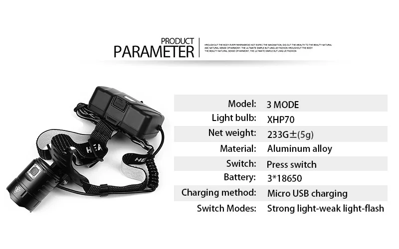 8000лм XHP70.2 высокомощный светодиодный налобный фонарь XHP70 usb налобный фонарь светодиодный перезаряжаемый фонарик Фонарь 8000 мАч аккумулятор