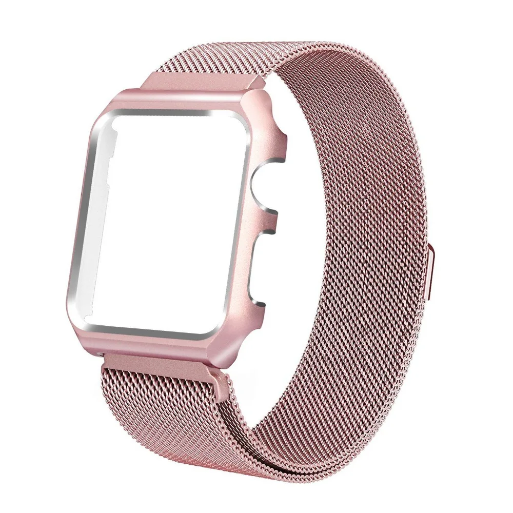 Корпус+ Миланская петля для Apple Watch 38 мм 42 мм 40 мм 44 мм ремешок из нержавеющей стали iwatch series 4 3 2 1 браслет металлический ремешок