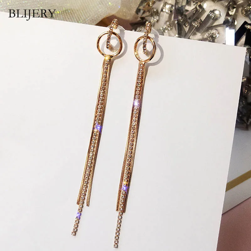 Круглые серьги BLIJERY с кисточками женские длинные ювелирные украшения под золото