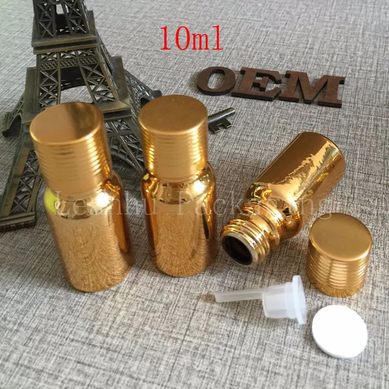 Gold Oil 10ml glass bottle with aluminum cap wholesale high-grade imported bottles bottle points bottling,20pc/lot