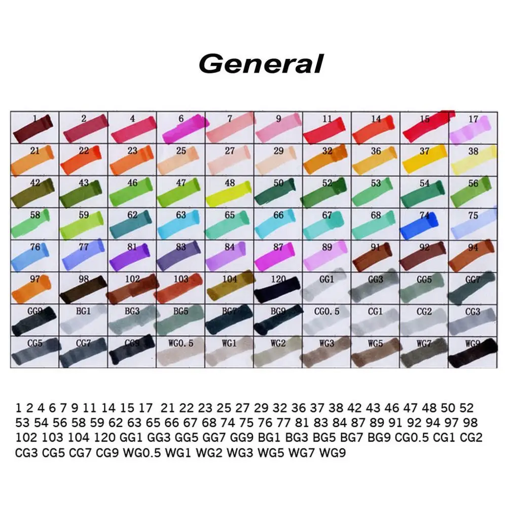 General 80 Color 80 цветов Мульти набор TOUCHNEW 6 спирт Графический художественный двойной наконечник ручка маркер - Цвет: General 80 Color