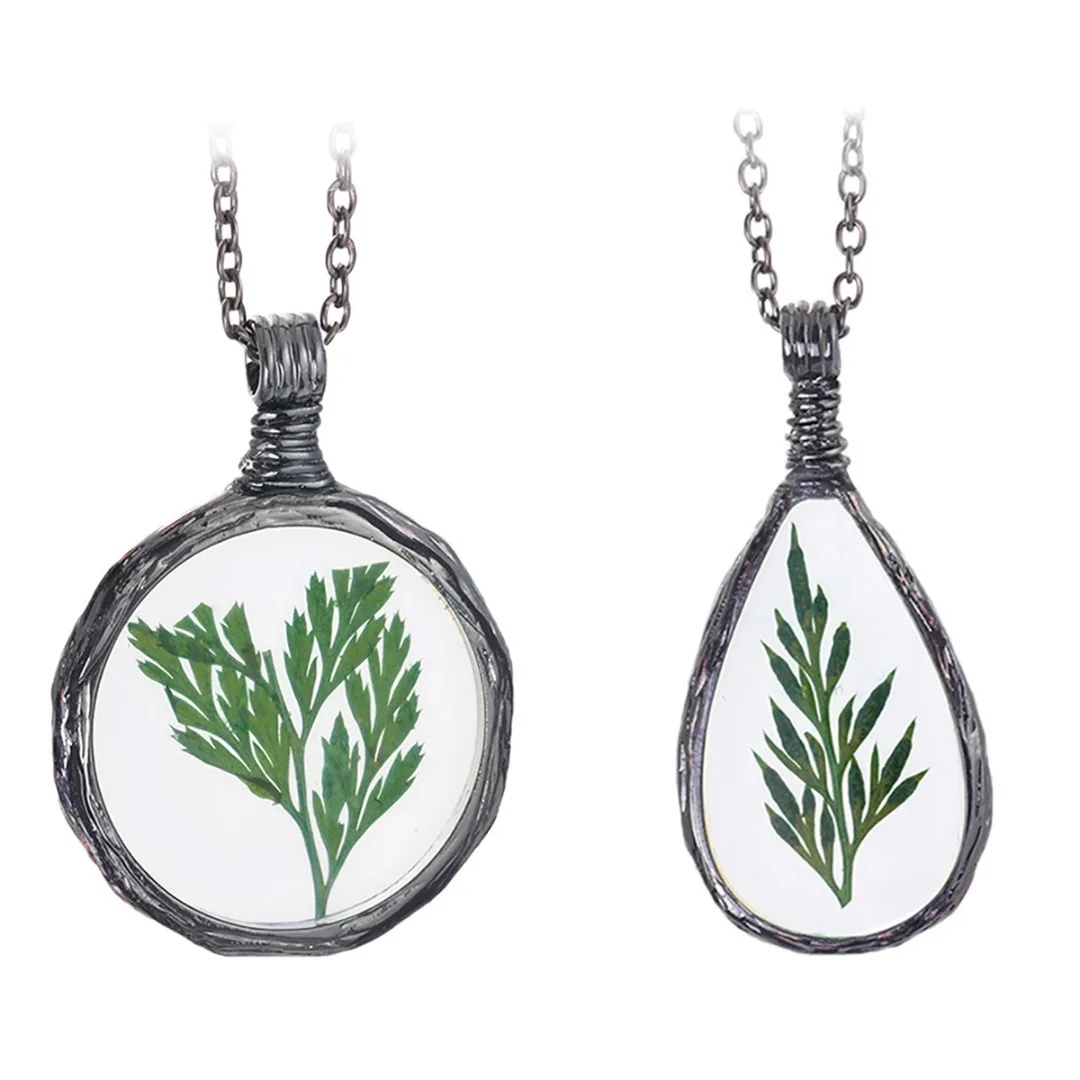 Ожерелье ручной работы в стиле бохо прозрачная Подвеска из смолы с зелеными