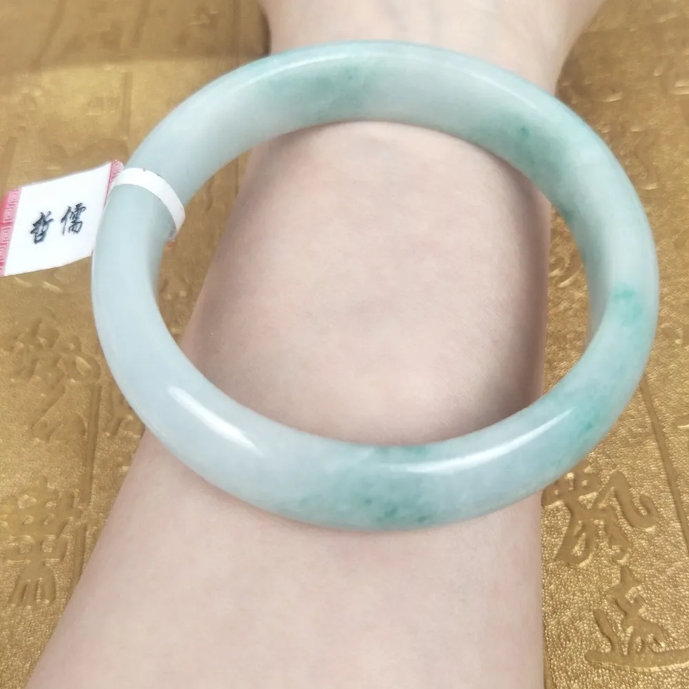 

Send A certificate natural Jadeite bracelet Natural light green two-color 54-61mm female Princess bracelet Jewelry gift