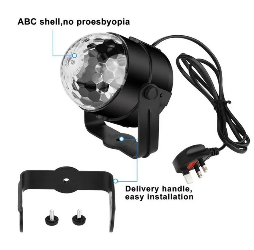 3W Mini RGB LED DJ Stage Lights Crystal Magic Ball KTV Disco Laser Lamp Party Light Sound IR Remote Control Christmas Projector | Лампы и