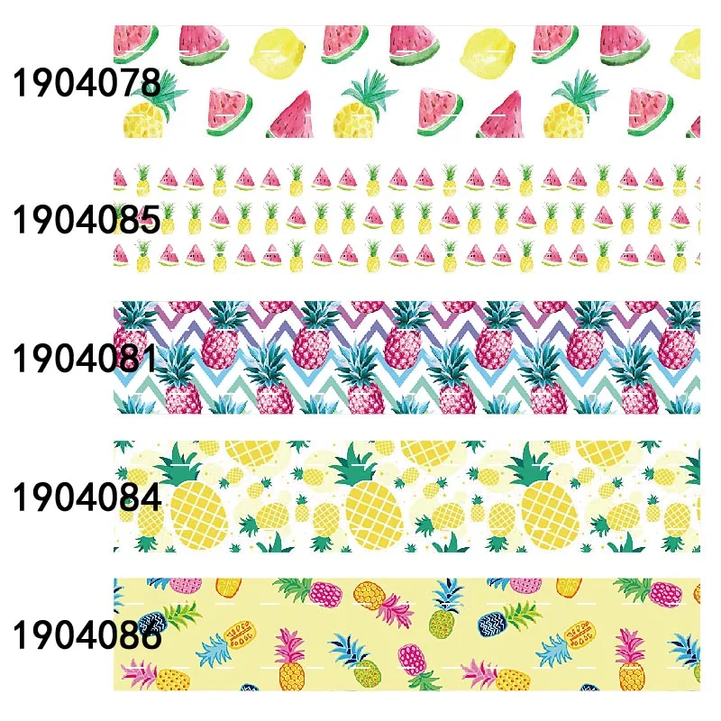 

Sunmer fruit watermelon pineapple printed ribbon grosgrain FOE 50yards
