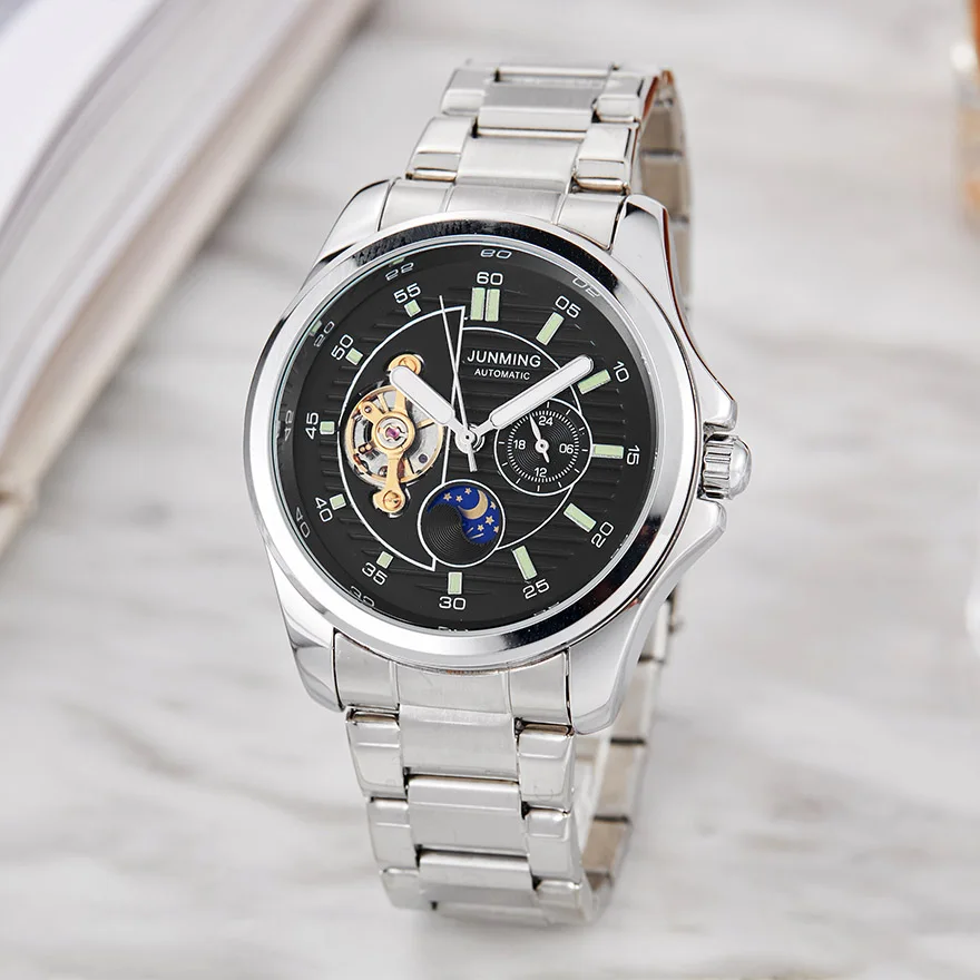 Mechanical Watch 7 Автоматические механические часы мужские роскошные часы со скелетом, фазой Луны, из нержавеющей стали, самоветер, светящиеся наручные часы, мужские часы - Цвет: Mechanical Watch 7