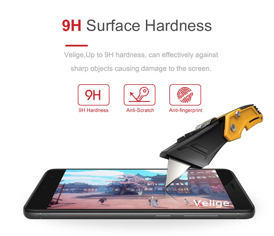 Velige 9H полное покрытие закаленное стекло для Xiaomi Redmi 4X Redmi4X 4 X защита экрана