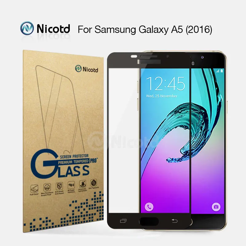 Полноэкранное закаленное стекло Nicotd 2.5D для Samsung Galaxy A5 2016 A5100 защитная пленка