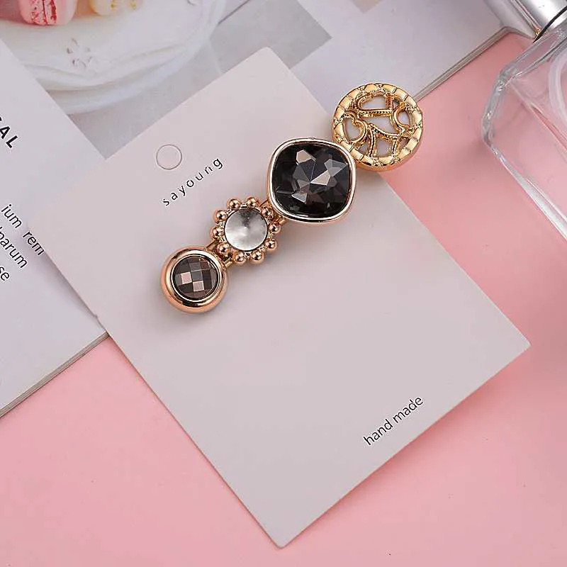 Женские заколки для волос элегантные круглые золотистые с кристаллами вечерние