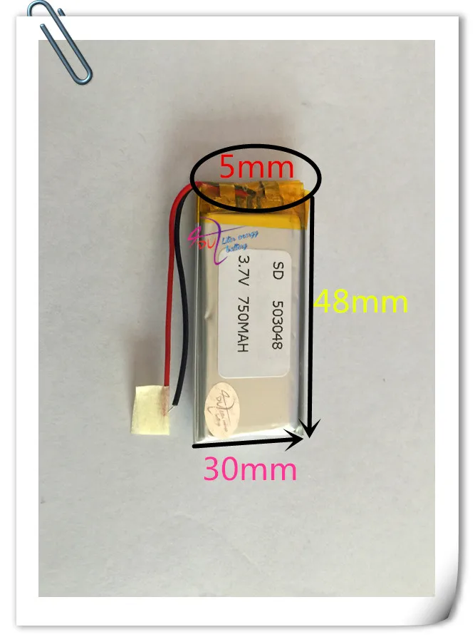 

Wholesale 10pcs 3.7V 750mAh 503048 Lithium Polymer Li-Po Rechargeable DIY Battery For Mp3 MP4 MP5 GPS PSP Vedio Game toys