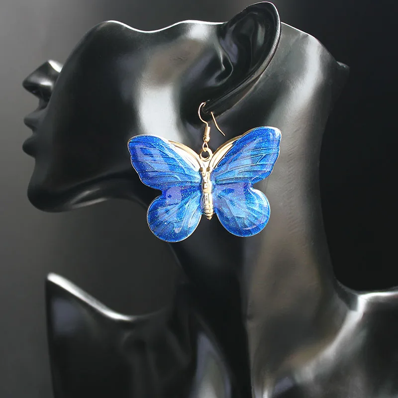 ISINYEE модные большие эмалированные серьги-подвески с бабочками для женщин