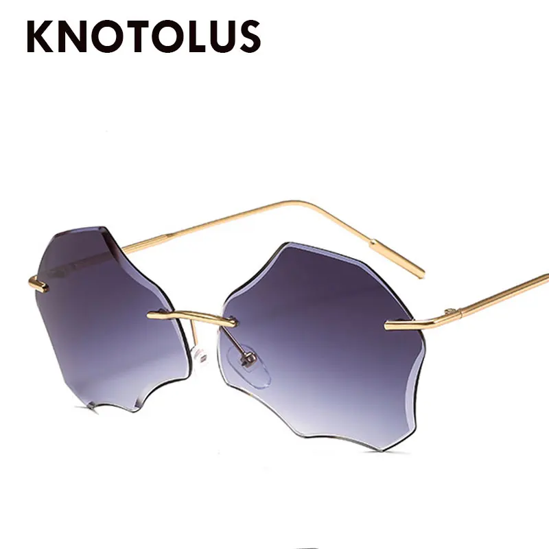 Knotolus слишком большим Frameless вечерние солнцезащитные очки с металлической оправой