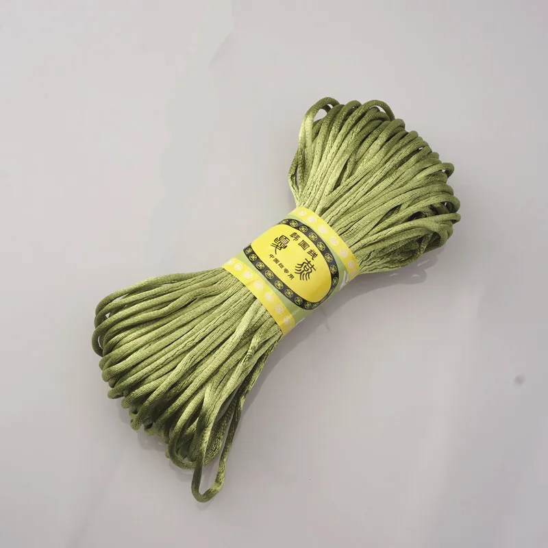 Olive Green 20 м 2,5 мм Разноцветные нейлоновые черные Сатиновые китайские узлы, шелковый шнур для макраме, бисероплетенная нить Шамбала HK198 - Цвет: Olive Green