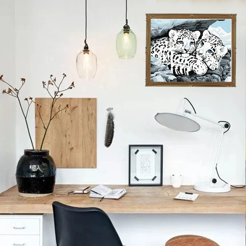 Безрамная картина маслом с изображением тигра Раскраска по номерам украшение