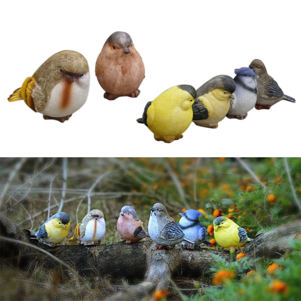 6pcs Photography Props Crafts Ornaments Simulation Bird Artificial Wedding Pollution-free Synthetic Resin Toy Garden Decoration | Дом и сад