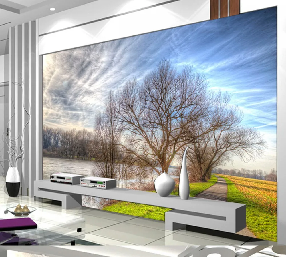 Бесплатная доставка на заказ 3d кантри Риверсайд красивый природный пейзаж фон