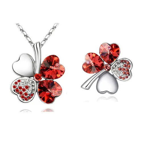 Австрийский Кристалл Клевер 4 листья очарование кулон модное ожерелье брошь