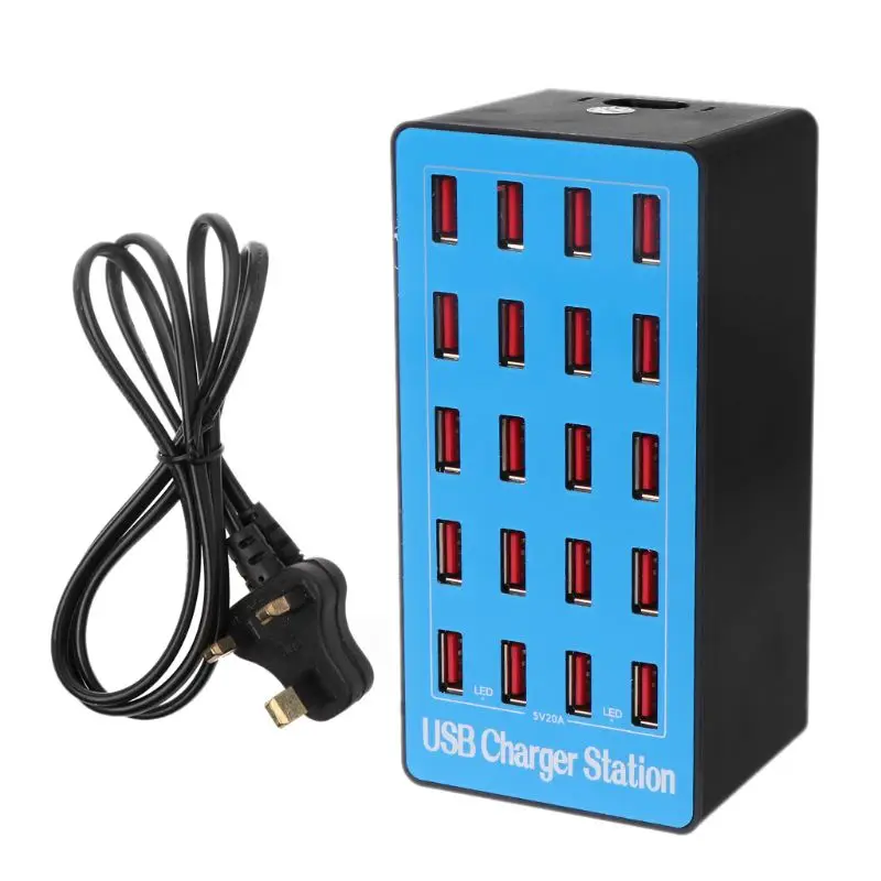 BL-UK 20-Порты и разъёмы usb-хаб Зарядное устройство Мощность адаптер быстрой зарядки док-станция 100 Вт для Apple iPhone iPad samsung huawei Смартфон стол - Тип штекера: BL-UK