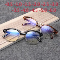 half frame student myopia glasses with degree 0 5 1 0 1 5 2 0 to 6 0 women men reading spectacle 50 100 150 200 400