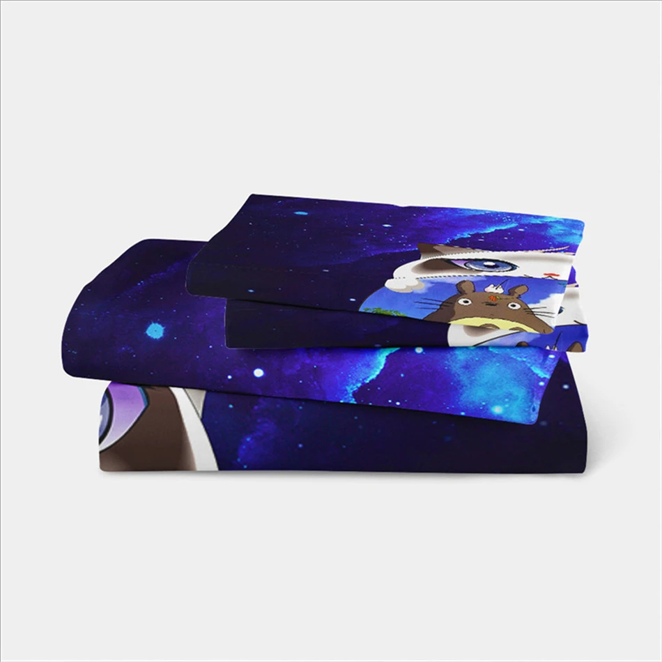 3D Тоторо пододеяльник темно-синий Galaxy постельные принадлежности мультфильм кошка печать постельные принадлежности набор детское постельное белье Твин Полный Королева Король пододеяльник