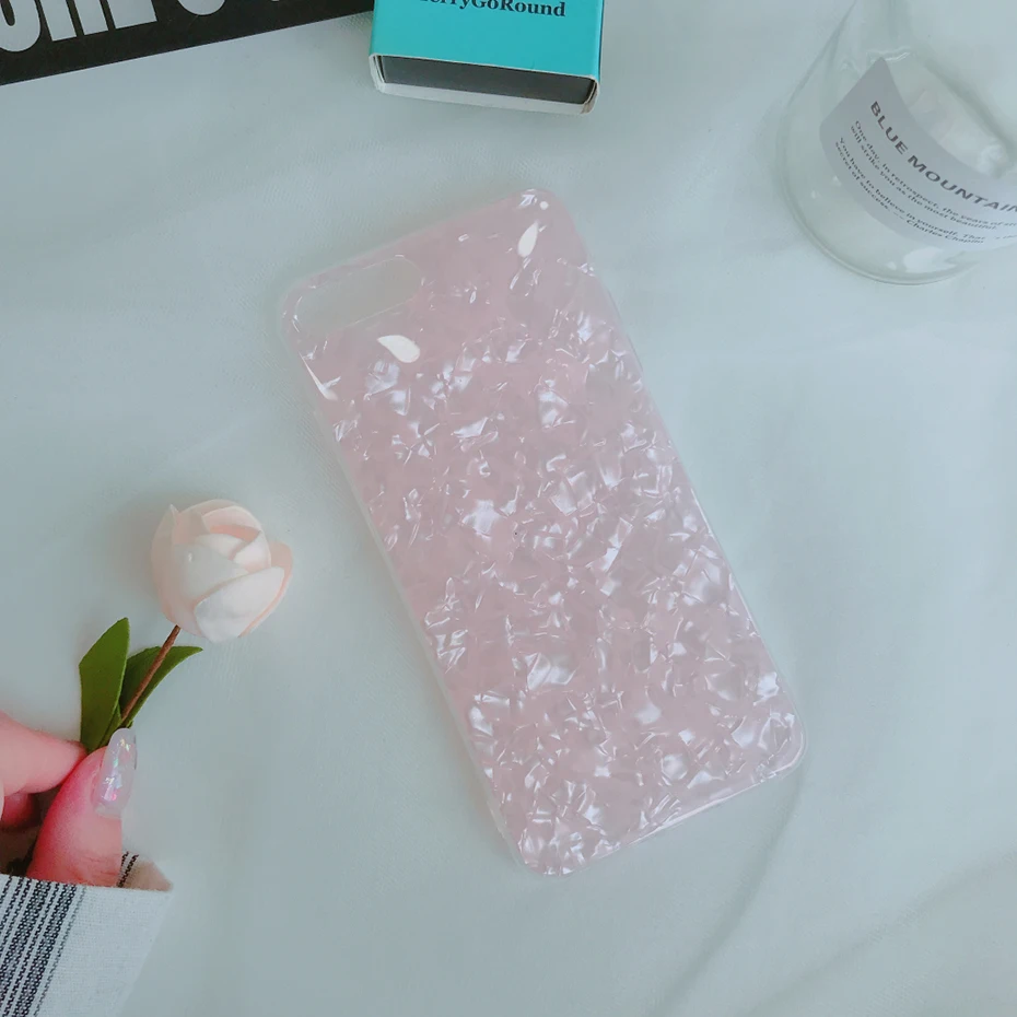 Beily Conch Shell Case for iPhone 7 8 Plus X Beautiful Bling Soft Silicone Back Cover 6 6S Slim Fit Phone Funda |