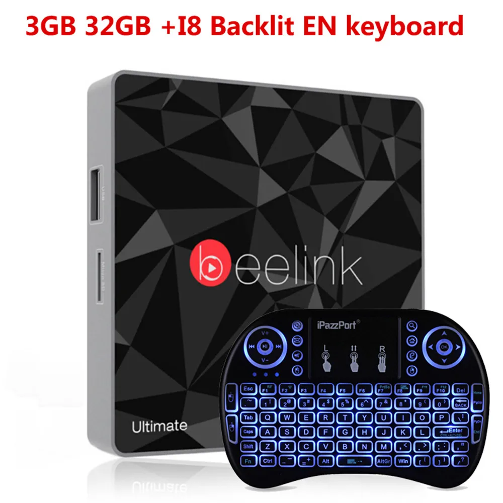 3 32G I8 EN Keyboard Beelink GT1 Ultimate tv Box Amlogic S912 3+ 32 ГБ Восьмиядерный Android 7,1 медиаплеер 5G wifi Bluetooth 4,0 телеприставка 2 шт./лот - Цвет: 3 32G I8 EN Keyboard