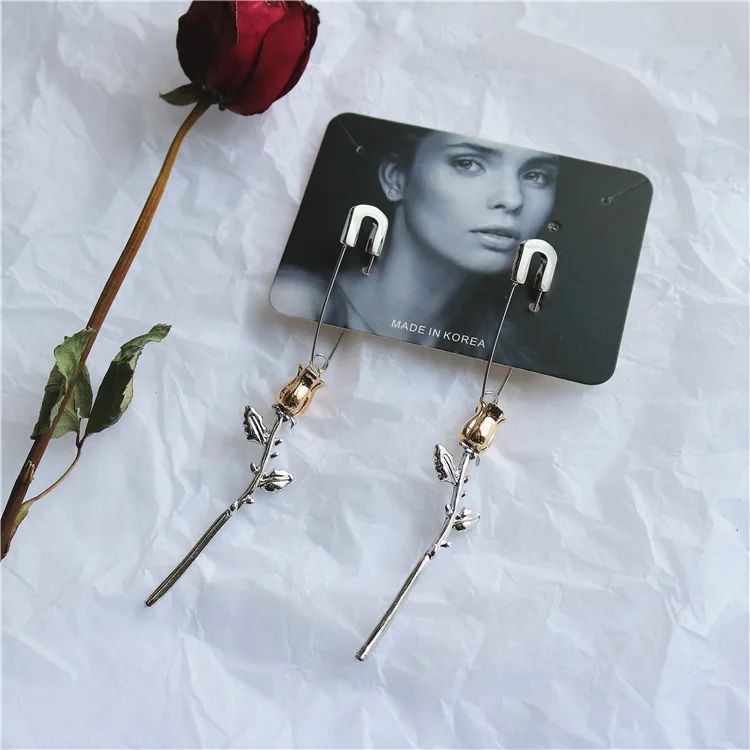 2020 New Fashion Pin Rose Earrings Original Design Sexy Exaggerated for Women Long Alloy Fine Catwalk Gift | Украшения и