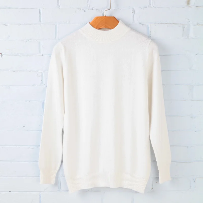 Spring Autumn And Winter Knitted Sweaters New Semi-high-collar Wool Bottom Shirt For Women | Женская одежда